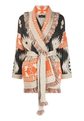 Alanui jacquard-print tie-front cardigan - Toni neutri