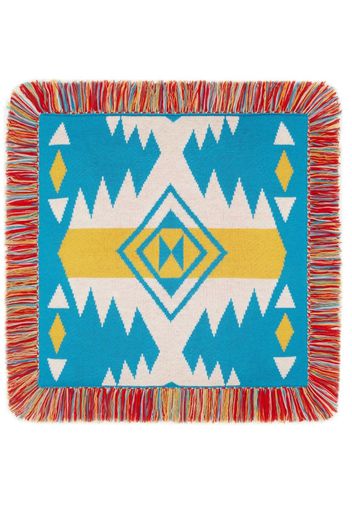 Alanui Icon jacquard fringed pillow - Blu