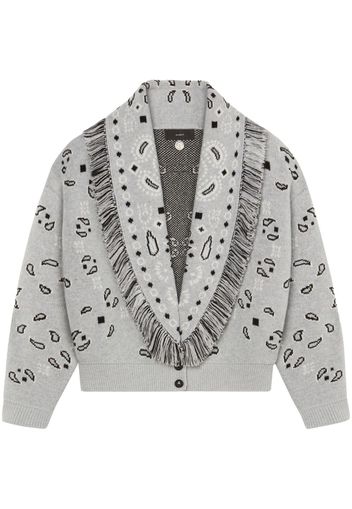 Alanui Cardigan in stile bomber Bandana Jacquard con frange - Grigio