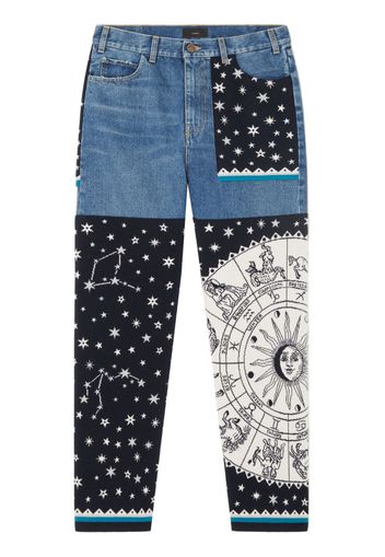 Alanui Jeans patchwork Astrology Wheel - Blu