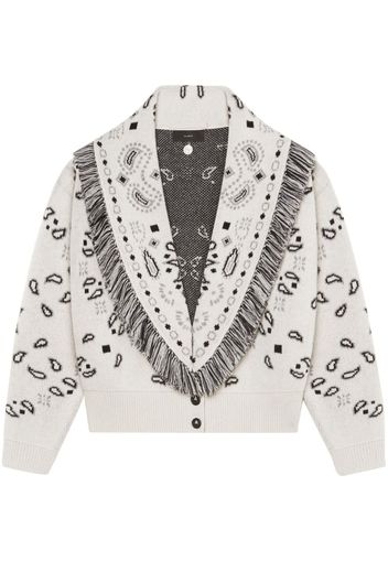 Alanui Cardigan crop Bandana Jacquard - Bianco