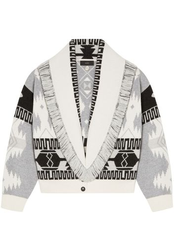 Alanui Cardigan bomber Icon jacquard - Bianco