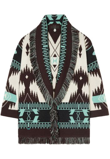 Alanui Cardigan Icon Jacquard con frange - Nero