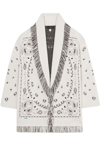 Alanui Cardigan Bandana Jacquard con frange - Bianco