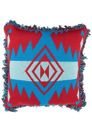 Alanui intarsia-knit fringed-edge pillow - Rosso