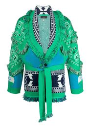 Alanui bandana-print knitted cardigan - Verde