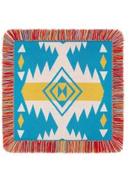 Alanui Icon jacquard fringed pillow - Blu