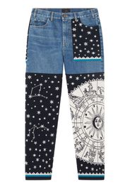 Alanui Jeans patchwork Astrology Wheel - Blu