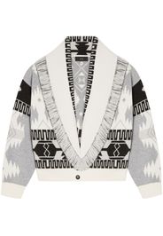 Alanui Cardigan bomber Icon jacquard - Bianco