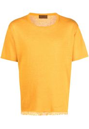 Alanui logo-embroidered linen T-shirt - Giallo