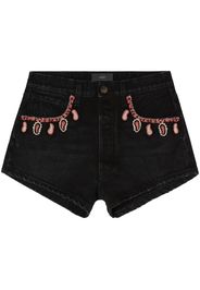 Alanui Inner Energy embroidered denim shorts - Nero