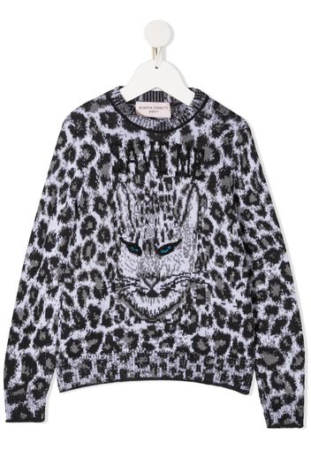 leopard print knitted jumper