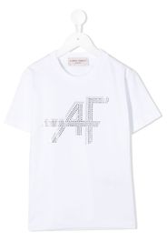 rhinestone logo print T-shirt