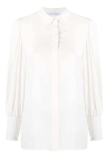 Alberta Ferretti pleated-balloon sleeve silk blouse - Bianco