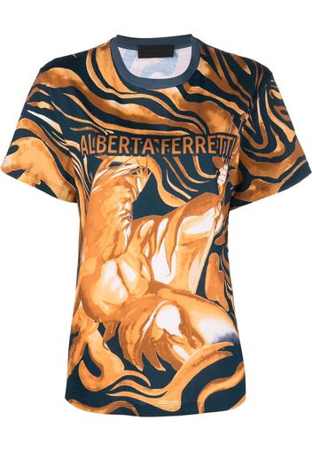 Alberta Ferretti graphic logo-print cotton T-shirt - Blu