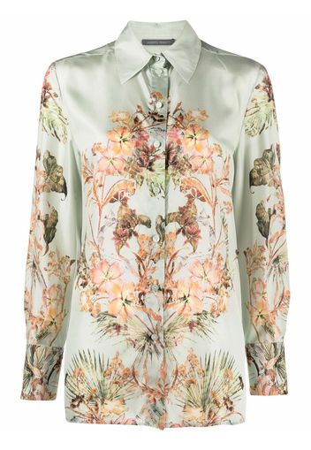 Alberta Ferretti floral-print silk shirt - Verde