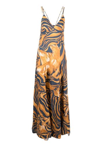 Alberta Ferretti wave-print maxi dress - Giallo