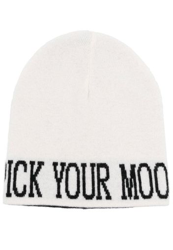 Alberta Ferretti slogan-print knitted beanie - Bianco