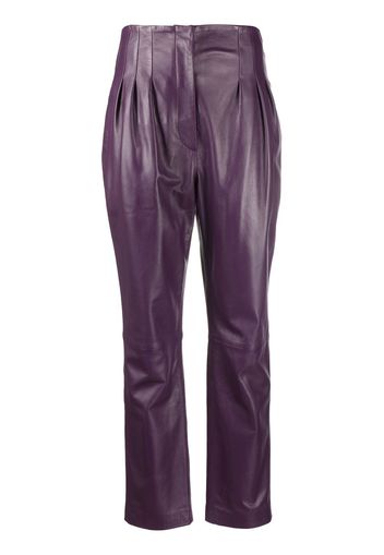 Alberta Ferretti tapered-leg leather trousers - Viola