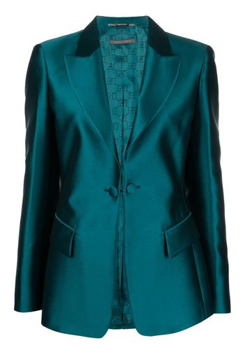 Alberta Ferretti satin-finish single-breasted blazer - Blu