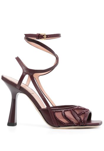 Alberta Ferretti 100mm embellished square-toe sandals - Rosso