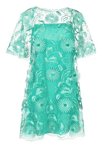 Alberta Ferretti floral-embroidered mini dress - Verde