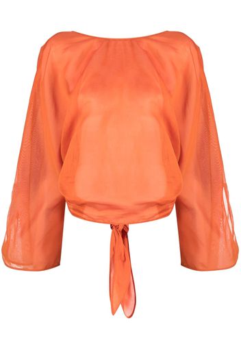 Alberta Ferretti V-back long-sleeve blouse - Arancione