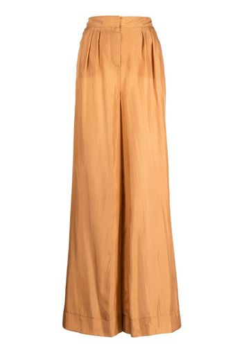 Alberta Ferretti long-line silk palazzo pants - Marrone