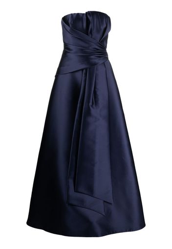 Alberta Ferretti gathered-detail strapless gown - Blu
