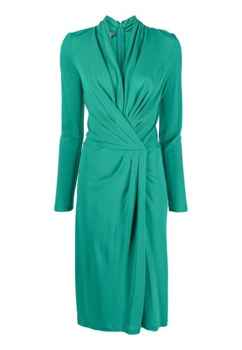 Alberta Ferretti twisted-front long-sleeved midi dress - Verde