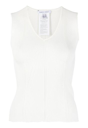 Alberta Ferretti ribbed knitted top - Bianco