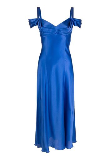 Alberta Ferretti cold-shoulder silk midi dress - Blu