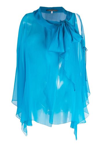 Alberta Ferretti semi-sheer sleeveless blouse - Blu