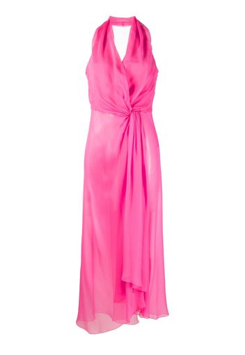 Alberta Ferretti knotted halterneck silk top - Rosa