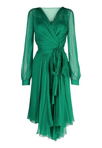 Alberta Ferretti asymmetric silk wrap dress - Verde