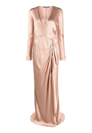 Alberta Ferretti draped wrap-effect satin maxi dress - Rosa