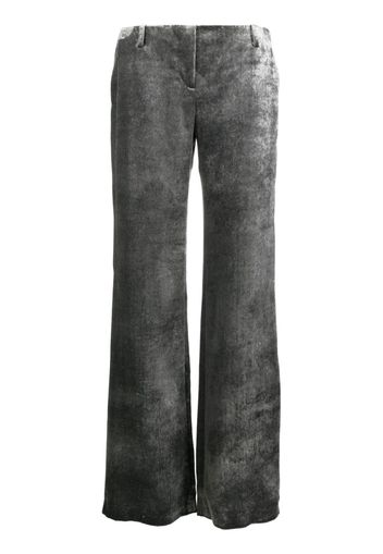 Alberta Ferretti crushed-velvet low-rise trousers - Argento