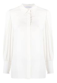 Alberta Ferretti pleated-balloon sleeve silk blouse - Bianco