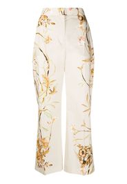 Alberta Ferretti high-waist floral print trousers - Toni neutri