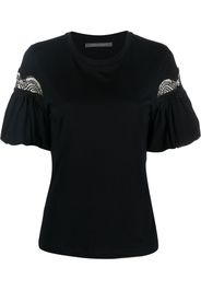 Alberta Ferretti lace-detail puff sleeve T-Shirt - Blu