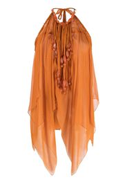 Alberta Ferretti beaded halter silk top - Arancione