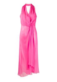 Alberta Ferretti knotted halterneck silk top - Rosa