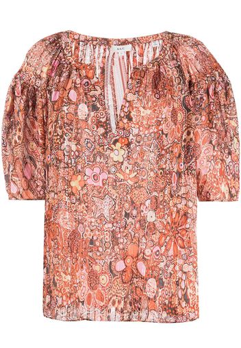 A.L.C. Juliana half-sleeve floral top - Arancione