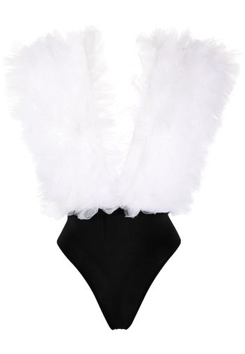 Alchemy ruffled sleeveless body - Bianco