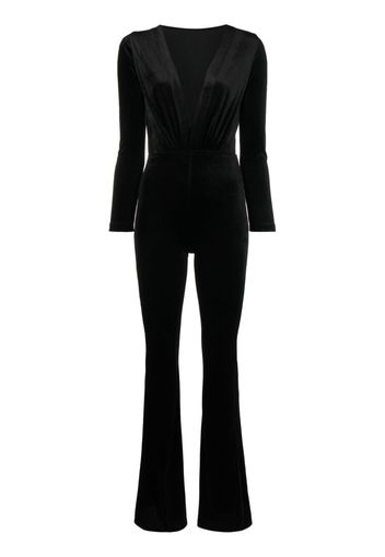 Alchemy x Lia Aram V-neck velvet jumpsuit - Nero