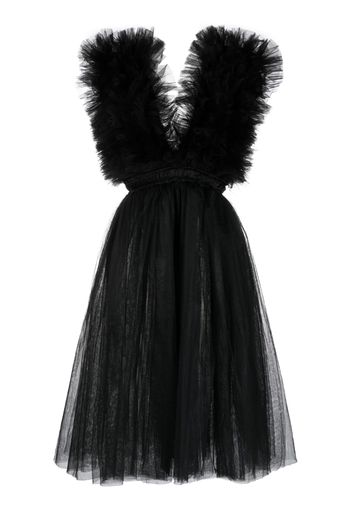 Alchemy x Lia Aram V-neck tulle midi dress - Nero