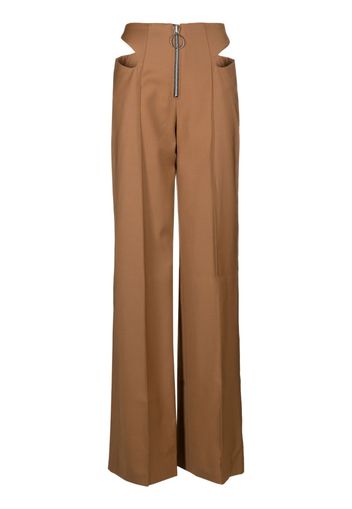 Aleksandre Akhalkatsishvili cut-out zip-up trousers - Marrone