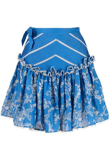 ALEMAIS Bonnie floral-embroidered mini skirt - Blu