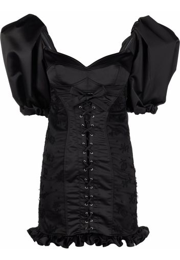 Alessandra Rich puff-sleeve mini dress - Nero