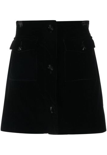 Alessandra Rich button-detail velvet A-line skirt - Nero